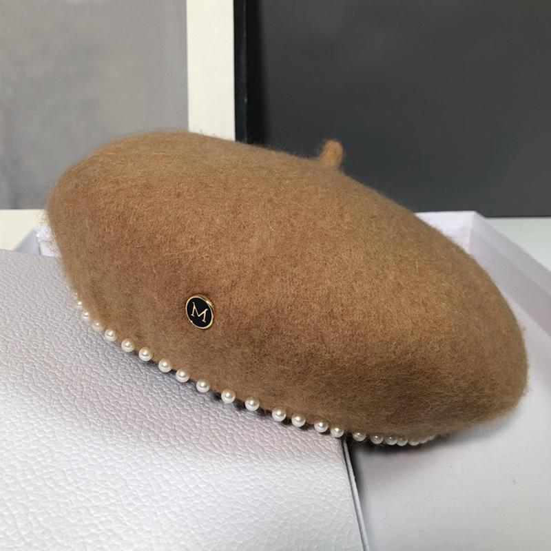 Britische Wolle Filz Koreanische Perlen Retro Baskenmütze für Damen - Herbst/Winter Society-Maler Trend