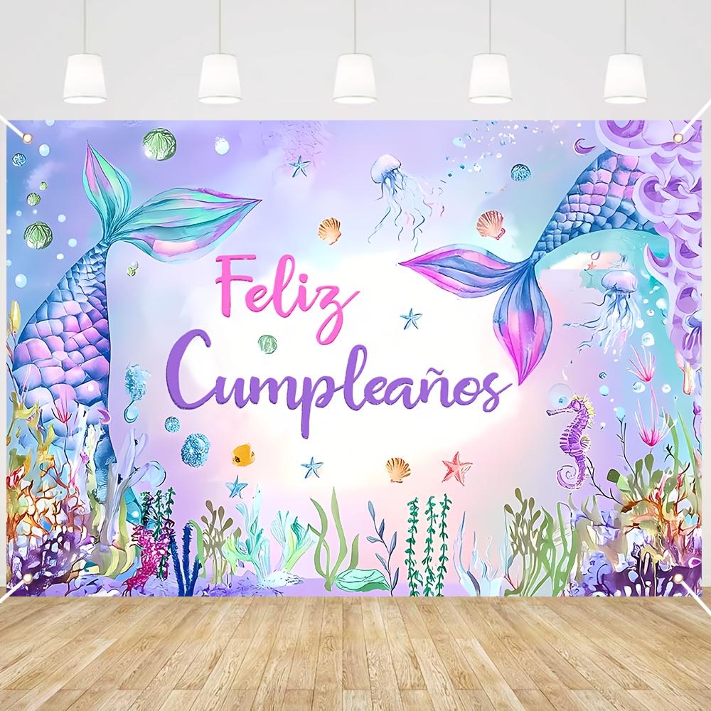 1 Birthday banner for a mermaid. A vibrant underwater-themed party backdrop featuring a mermaid tail. 100x150cm