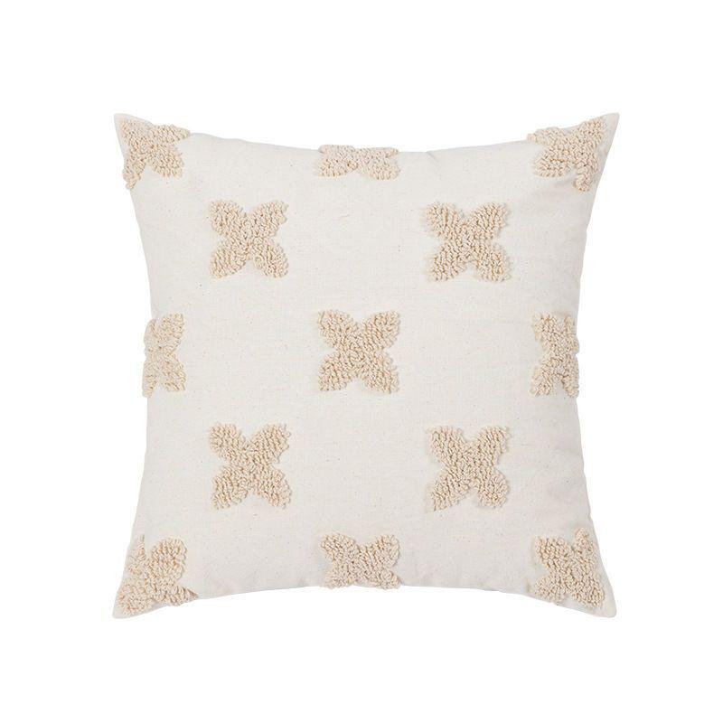 Embroidered Daisy Floral Cushion Cover, Pastoral Style, Removable & Washable for Homestay or Bay Window Decor.