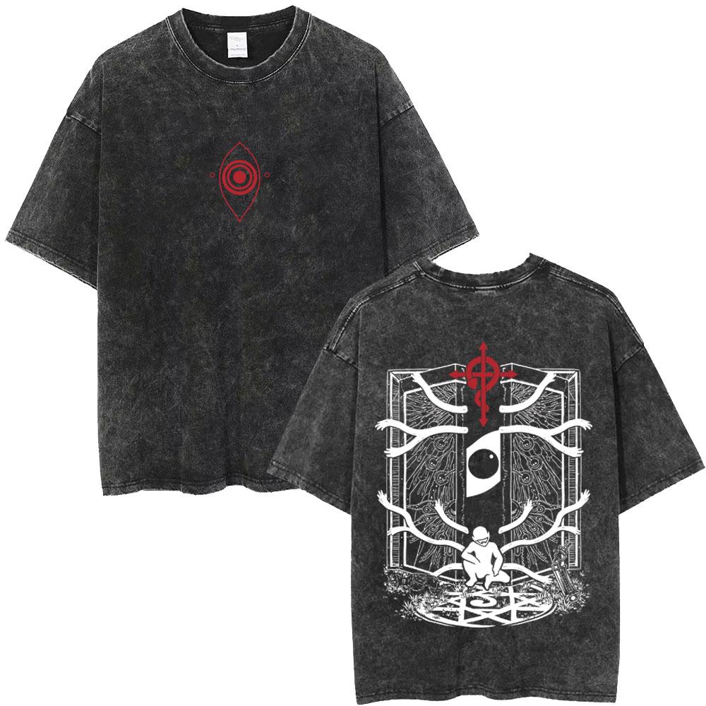 

Washed Vintage Anime Fullmetal Alchemist Edward Elric and Alphonse Elric Merch Tshirt Men Women Manga Casual Oversized T Shirts S