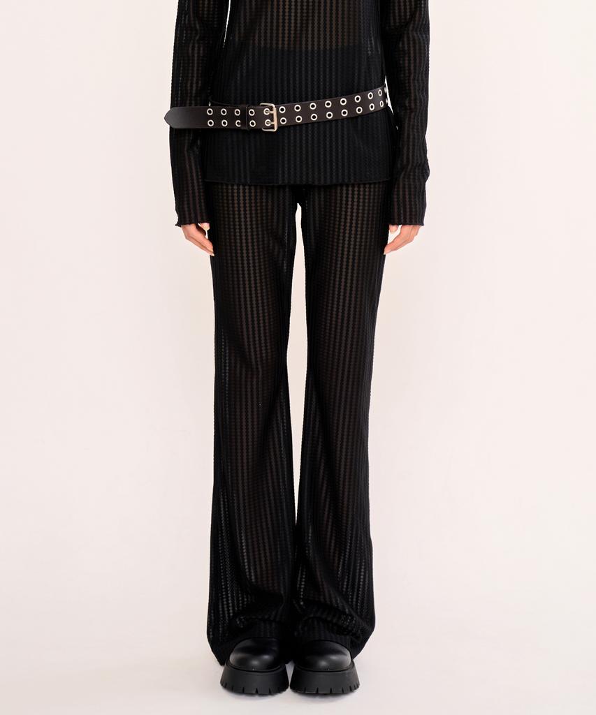 FANYOUNG See-Through Bootcut Leggings Black