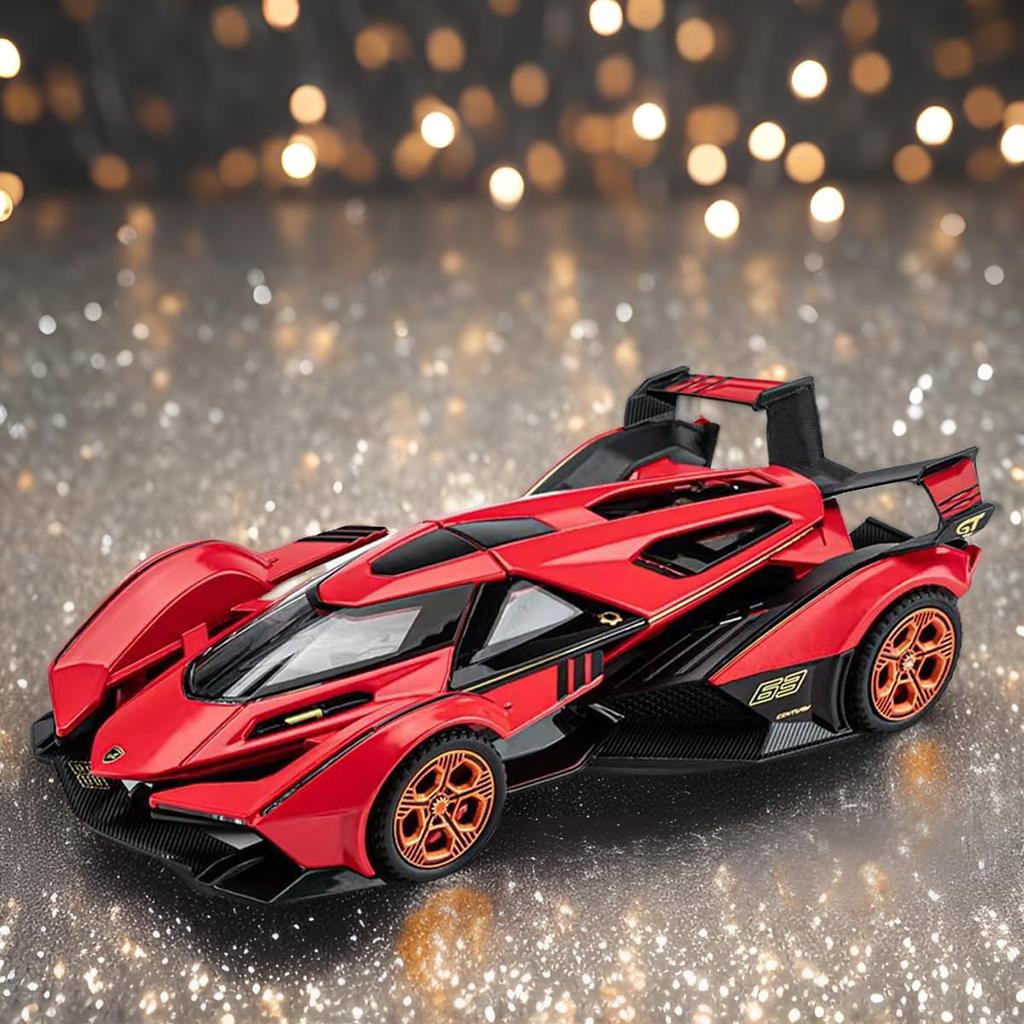 1/32 Toy Cars Lambo V12 Race Car Toys Model Die-cast Pull Back Model with Sound and Light Toy Vehicle for 3+Year Old Boys Festival Gift Car