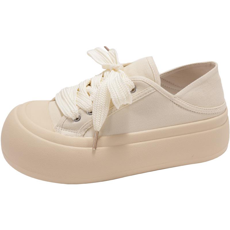 Ugly cute big head bread shoes women's board shoes children's versatile 2025 spring new two-wear canvas shoes platform white shoes