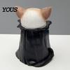 Resin Animal Statues for Home Decor Halloween Highland Cow Figurine, Wizard Broom & Bat Wing Pumpkin Waterproof Garden Sculptures Ornament,