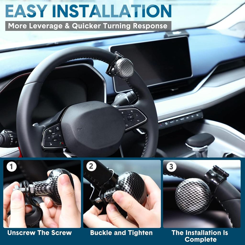 Tallew 2 Pieces Steering Wheel Spinner Knob Vehicle Steering Wheel Turn Ball Knob Suicide Power Handle Accessories For Cars, Trucks, Tractors, Boats,