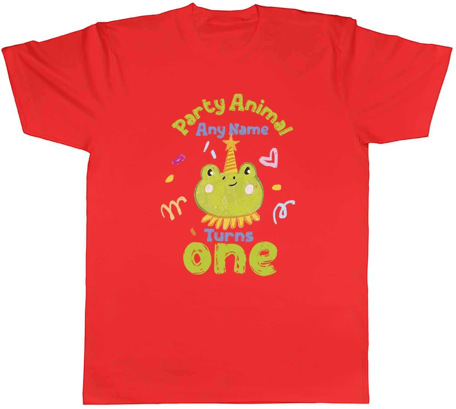 Personalised Party Animal Frog Turns Any Name Age Unisexs TShirt Tee Gift Top S