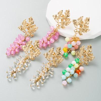 Women's Earring Creative Colored Resin Long Grape Earrings Versatile Temperament Premium Drop Earrings