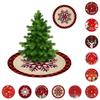 Tree Christmas Skirt Red Plaid Santa Elk Carpet Mat Cover Home Decoration Xmas