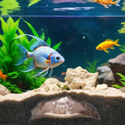 3D Printed Aquarium Cave Tunnel Hideout Natural Fish Shrimp Tank Ornament with Multi-Angle Viewing Holes Live Plant Aquarium Accessory
