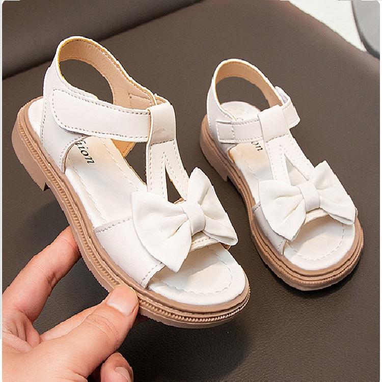 Summer Bow Little Girl Fashionable Versatile Sandals for Baby Girls Korean Version Casual Soft Soled Beach Shoes