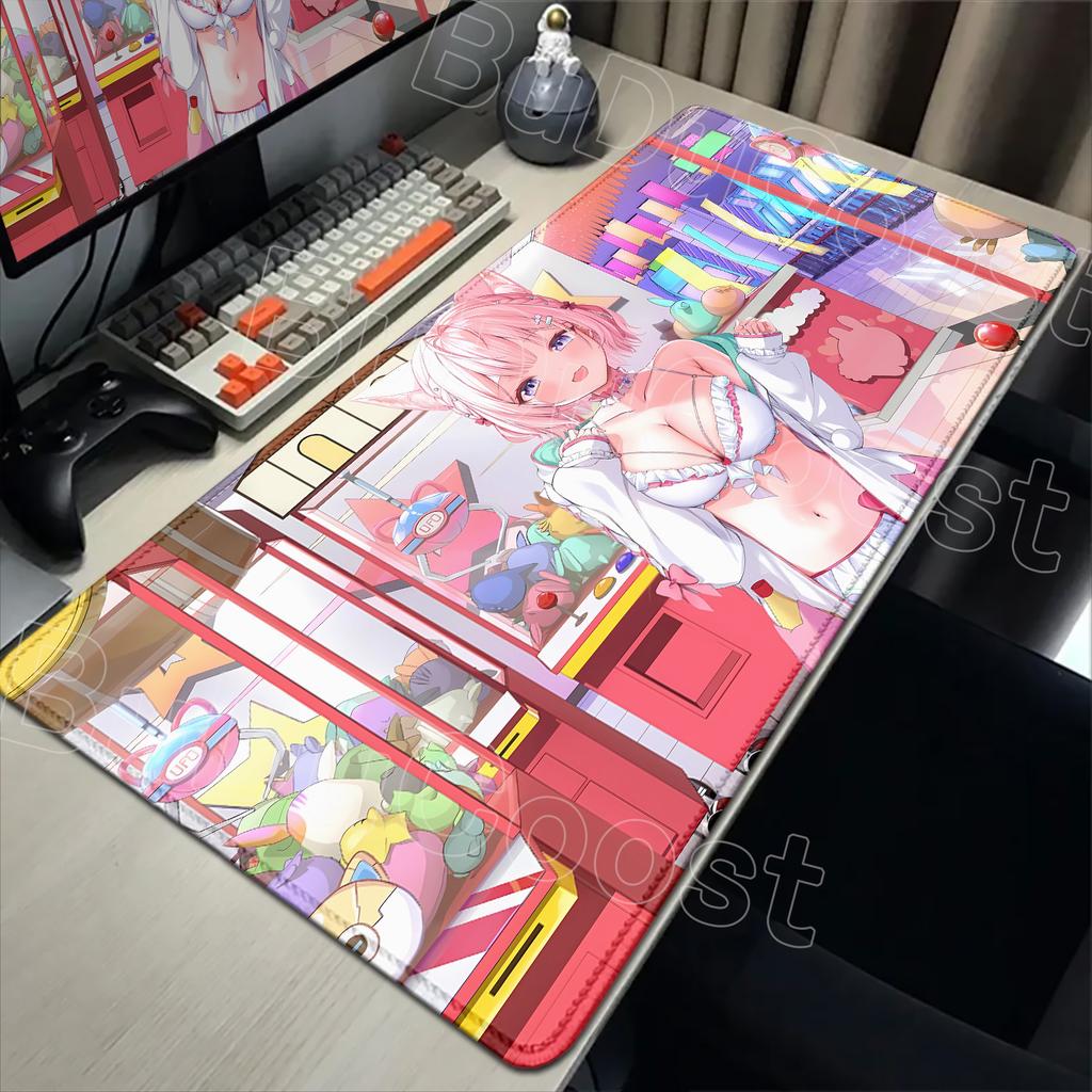 Cute Pink Anime Girl Hakui Koyori Mouse Pad Kawaii Hololive Large Table Mat Laptop Keyboard Pad XXL Mousepad PC Gamer Carpet Mat
