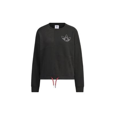 Originals Miffy Kollaborationsserie Logo-Print Langarm Rundhals Pullover Sweatshirt Neujahrs-Empfehlung Damen Oberteile Schwarz HY7263