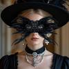 Feather Masquerade Masque for Women Gothic Half Face Masque for Venetian Cosplay