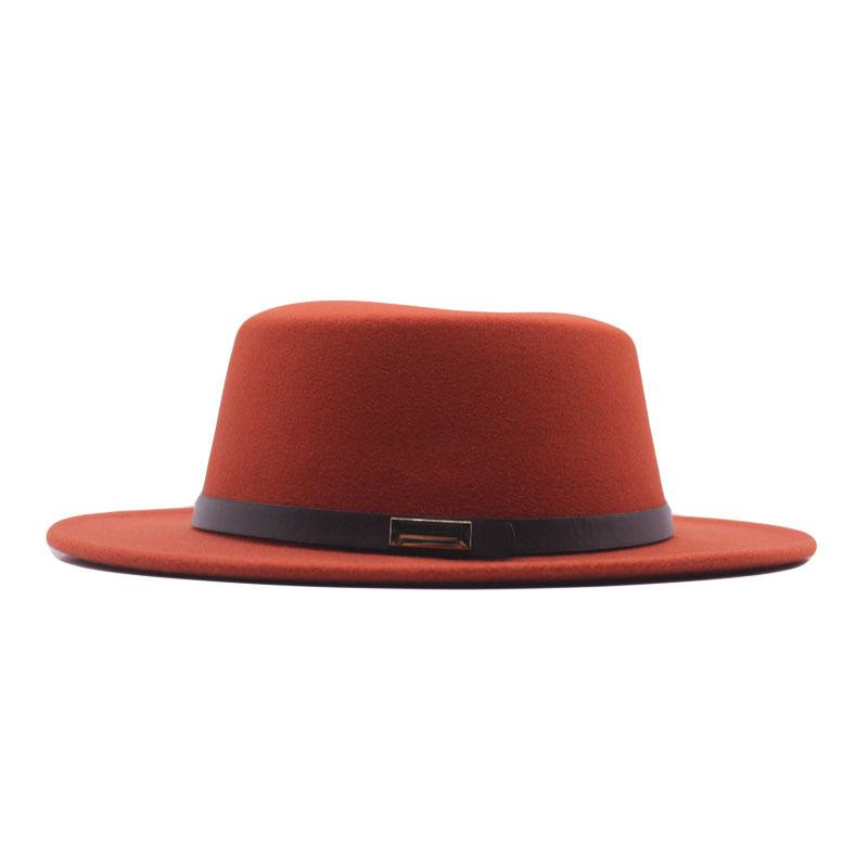 New spring and autumn top hat women's fashion British woolen hat flat top gentleman retro solid color hat