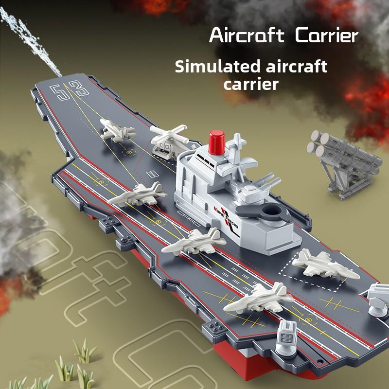 Large Aircraft Carrier Model With Water Spray Childrens Educational Toys Inertia