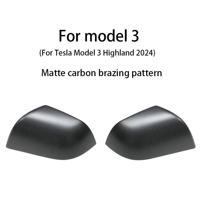 Dry Carbon Fiber Mirror Caps for Tesla Model Y/3 Highland 2017-2025 2025 Sticky Installation Matte/Glossy Style Mirrors Cover