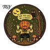 Wall Mounted Metal Decor Retro Halloween Sign, Round Decorative Vintage Illustration Sign Rustic Art for Living Room Party Decoration Festive