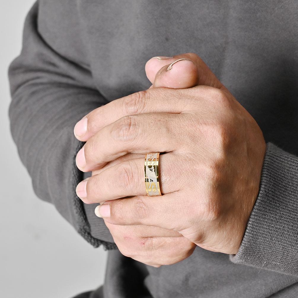 Men's Embossed Dragon Pattern Gold Ring, Electroplated Domineering Men's Ring, High-end Jewelry Ring