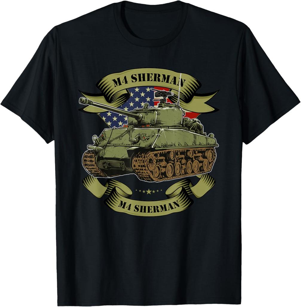 WWII US Army M4 Sherman Tank TShirt 100 Cotton ONeck Short Sleeve Summer Casual Mens Tshirt Streetwear