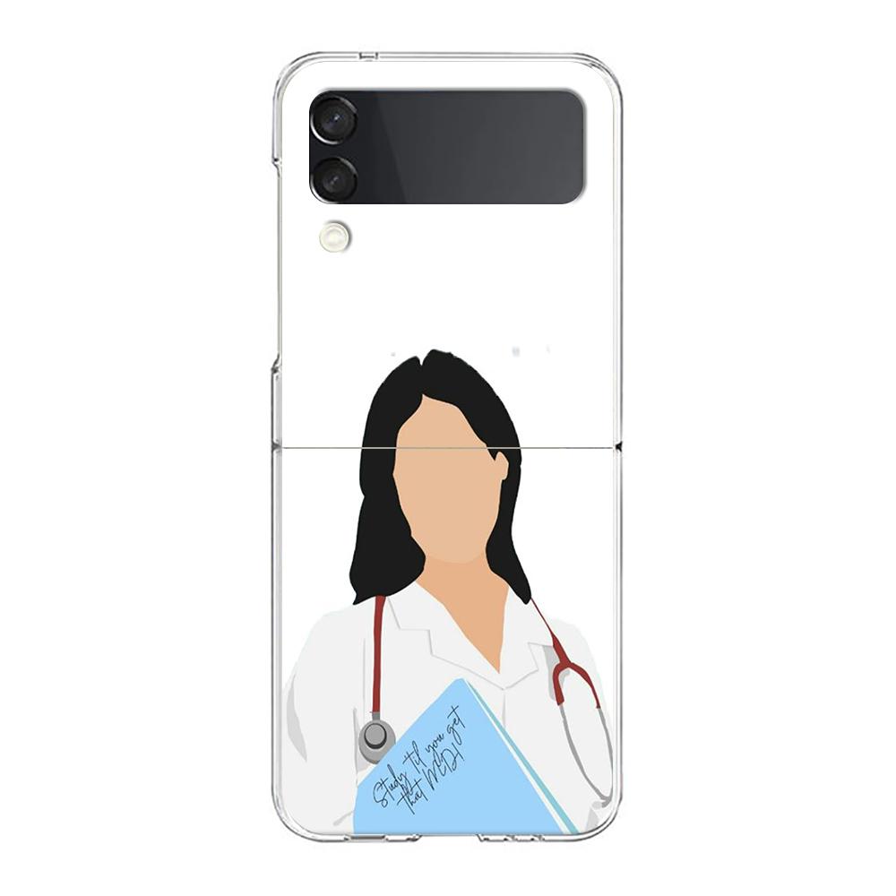 Arzt Krankenschwester Medizin Handyhülle Für Samsung Galaxy Z Flip 3 4 5 Hartes Faltbares Klares PC Für Samsung Z Flip 6 Rückseite