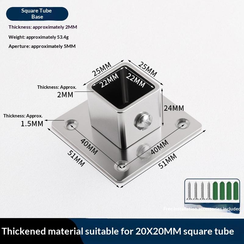1/2 Sets Flensbasis Roestvrij Staal Vierkante Buis Connector Buis Buiten Diameter. 25/30/35mm Hoekstuk Klemmen voor Hekpaal