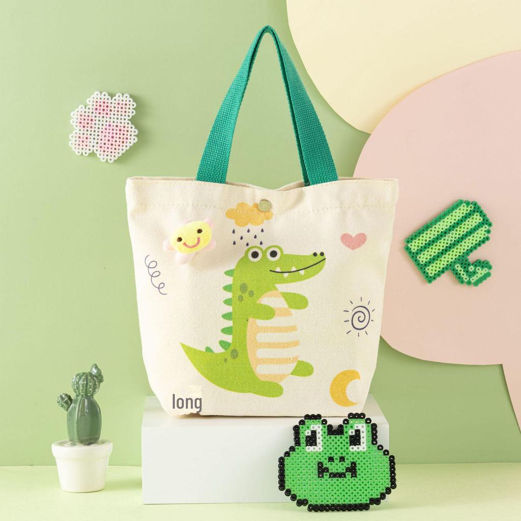 Cartoon Dinosaur Crocodile Canvas Bag - Large Capacity Children's Gift for Daily Use.