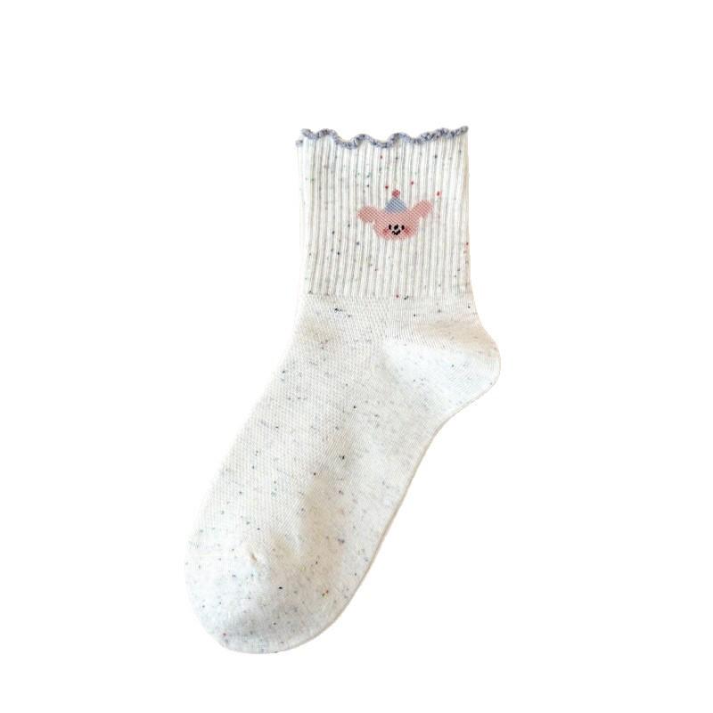 Spring & Summer Women's Cartoon Anime Mesh Socks - Breathable, Seamless, Ruffled Dot Gauze, Japanese Style Student Socks