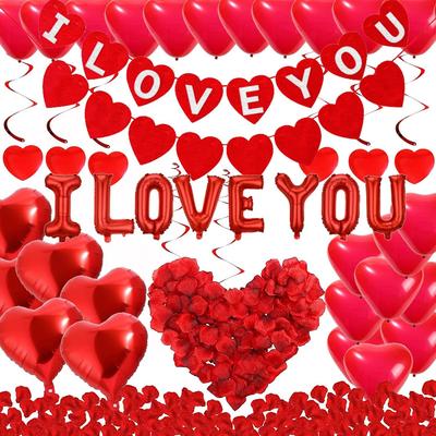 Valentine's Day Balloon Set Valentine's Day Love Flag Balloon Petal Decoration Proposal Confession Party Balloon