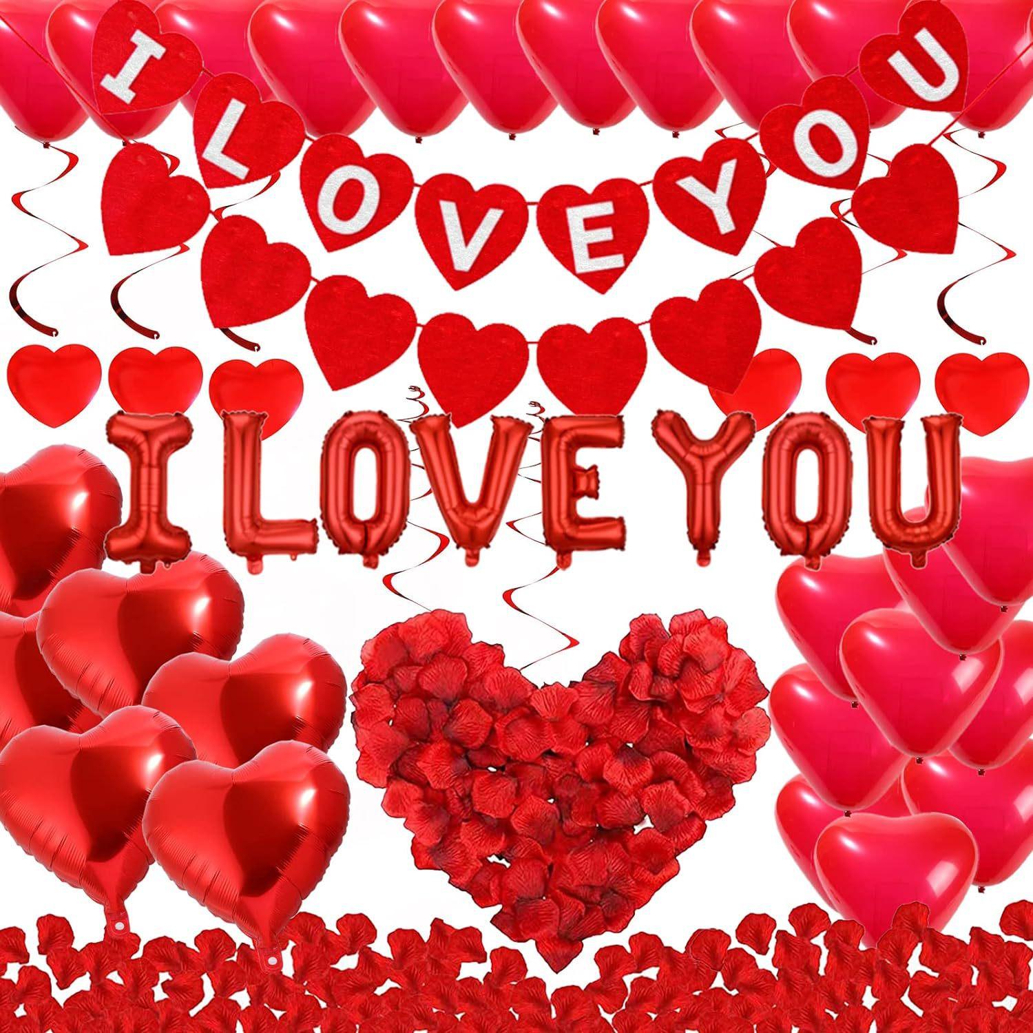 

Valentine s Day Balloon Set Valentine s Day Love Flag Balloon Petal Decoration Proposal Confession Party Balloon 12INCH червоний