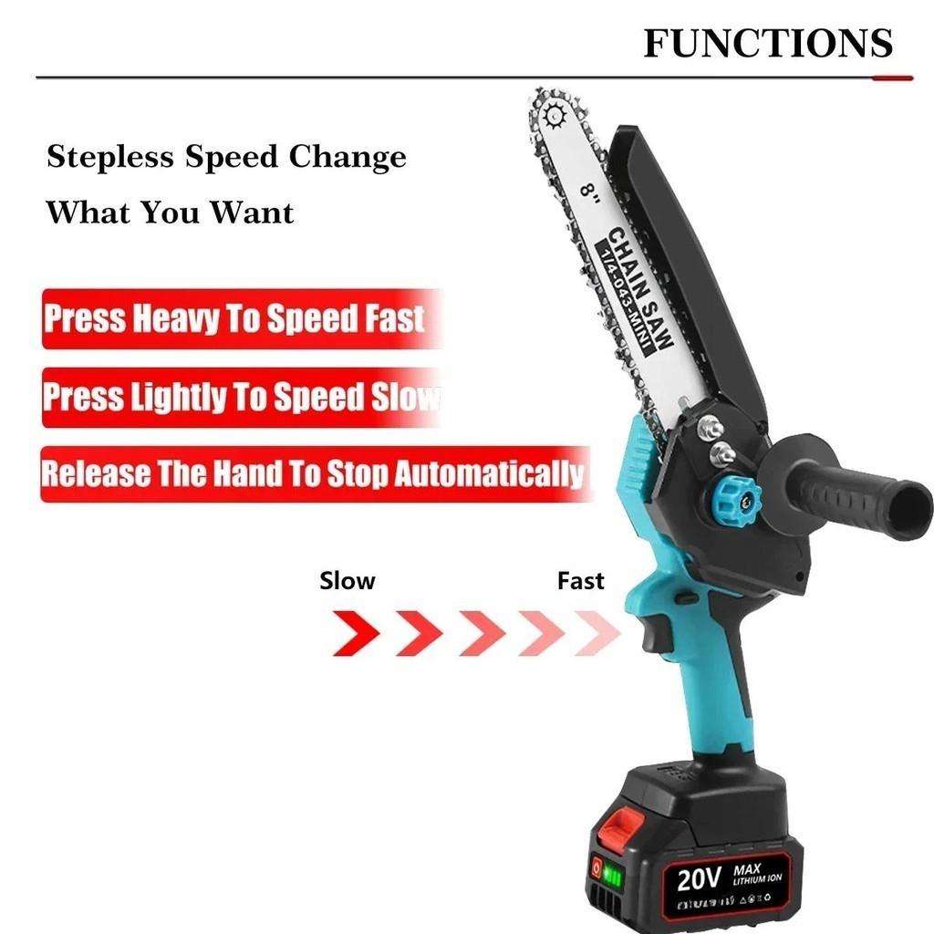 8 Inch Brushless Electric Chain Saw Cordless Handheld Pruning Chainsaw Portable Woodworking Saw Cutting Power Tools