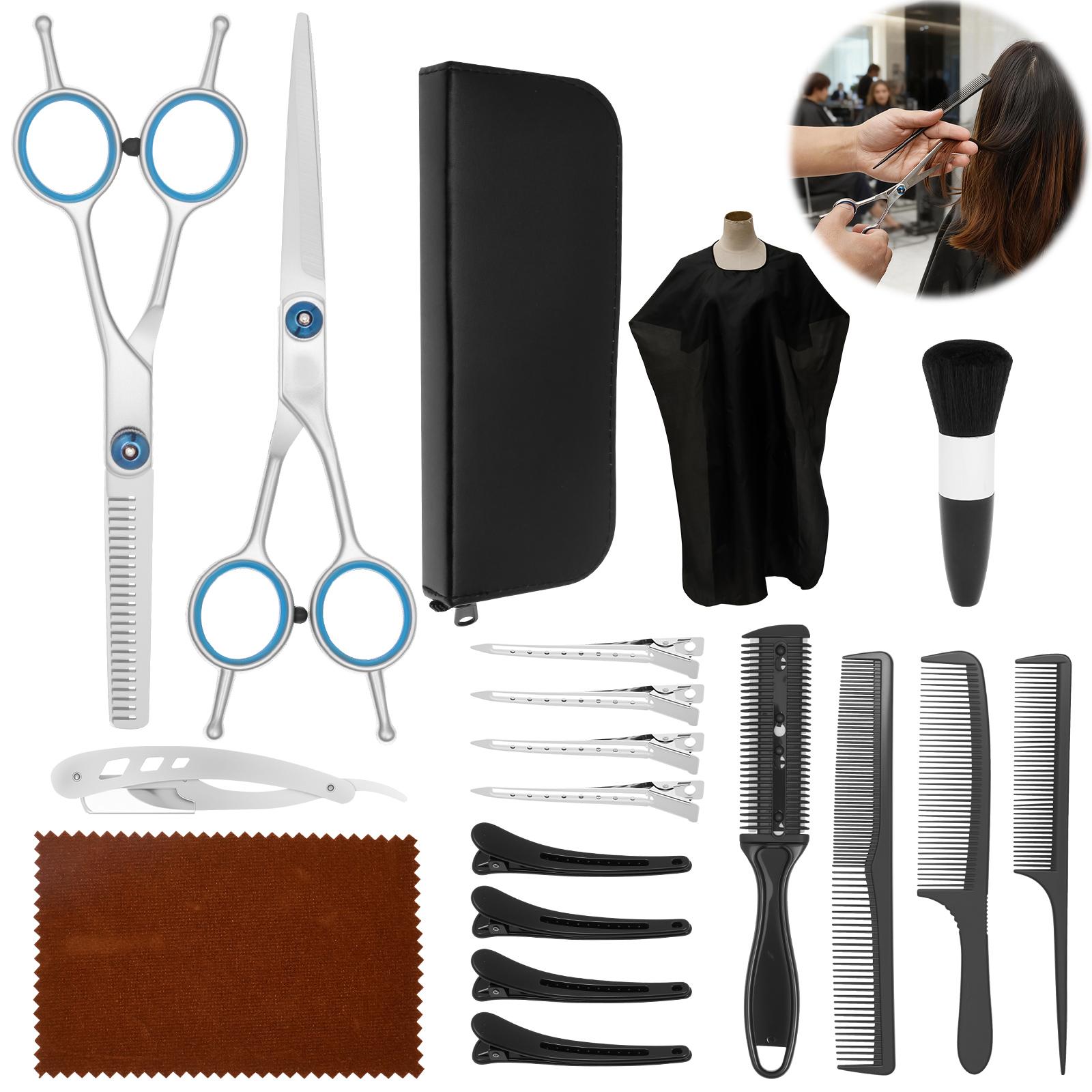 

19Pcs Hair Cutting Shear Kit Stainless Steel Barber Scissors Hair Thinning Shear Shaver Professional Barber Scissors Accessories