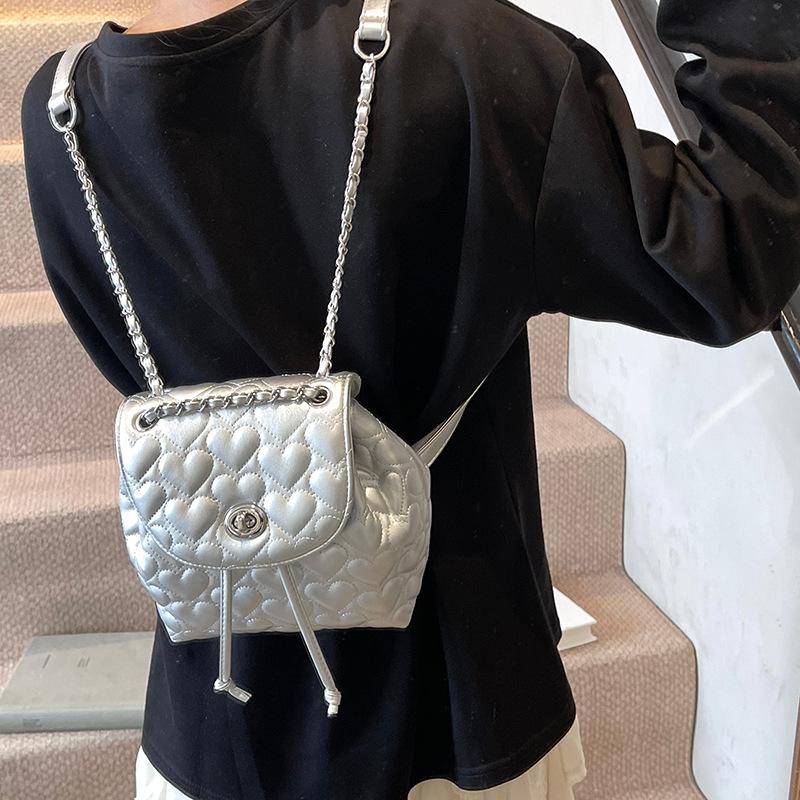 Love Embroidery Thread Chain When Bag Women 2025 Summer New College Student Class Backpack