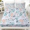 3pcs Fitted Sheet Set Fresh Style Christmas Pine Flora Print 100% Polyester Soft Bedding Set for Home Decor with 2 Pillowcases