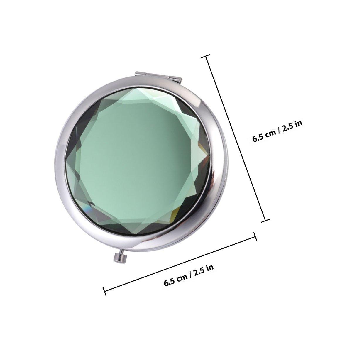 4Pcs Makeup Mirrors Round Double Sides Folding Green Metal Crystal Compact Portable Makeup Mirror Travel Handheld зелёный