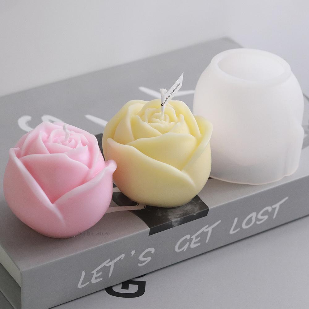 Valentine's Day Rose Silicone Candle Mold DIY Flowers Scented Candle Soap Craft Gift Making Resin Ice Chocolate Cake Baking Mold