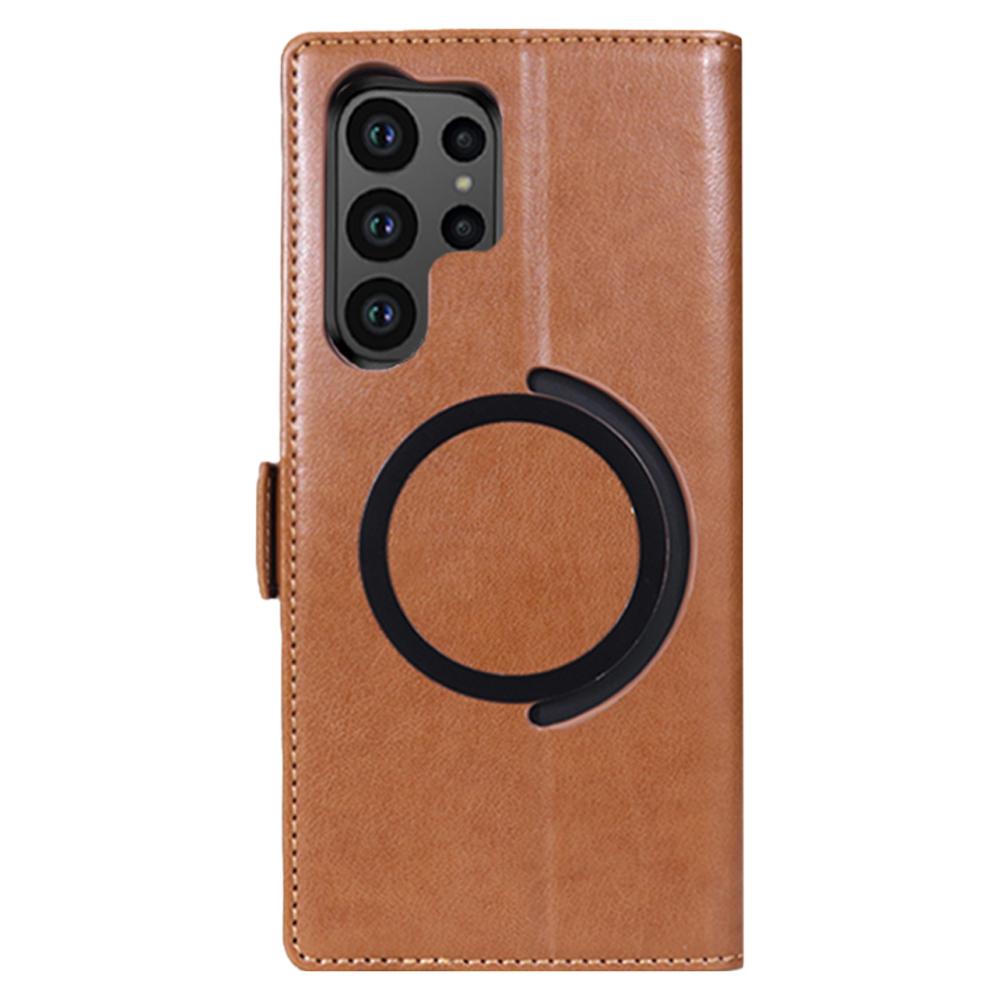 For Samsung Galaxy S25 Ultra Case Compatible with MagSafe Wallet Stand Leather Flip Phone Cover