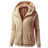 Abrigo de invierno para mujer, sudadera con capucha y cremallera de felpa