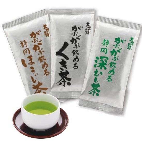 Arahataen Daichi no Uta Fukubukuro Shizuoka Tea Large Drinking Leaf Set Deep Steamed Assortment Tasting 250g (Shizuoka Kukicha Hojicha) Drinkable