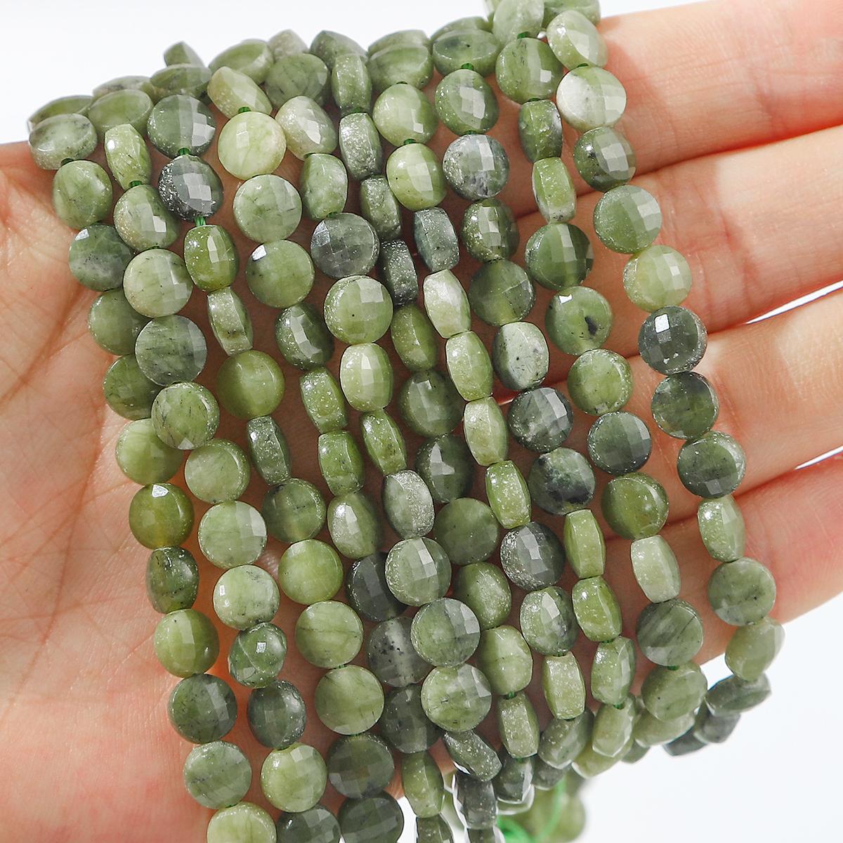 

6 мм, 60 шт. Двостороннє різання з натурального каменю з бісеру, виготовлення ювелірних виробів своїми руками, браслет, намисто Taiwan Green Jade