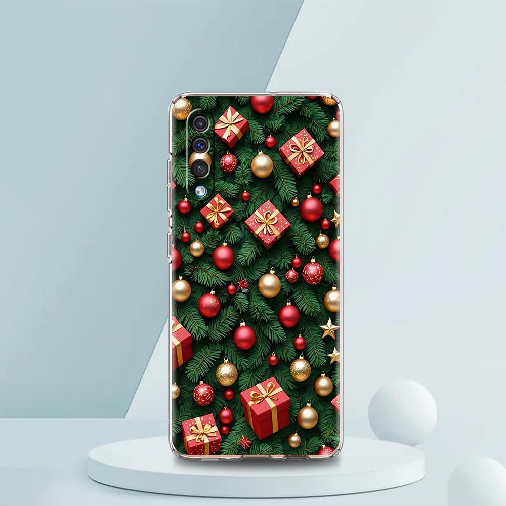 Transparent Phone Case for Samsung Galaxy A16 A14 A12 A22 A24 A42 A06 A30 A40 Soft TPU Cover Christmas Christmas Tree Pattern