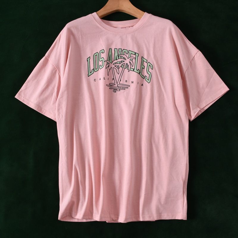 

Цин ~ Внешний порядок K-стиль Свободный плечевой хлопок Футболка с коротким рукавом Летняя одежда Мужская и женская Одинаковый стиль Pink S