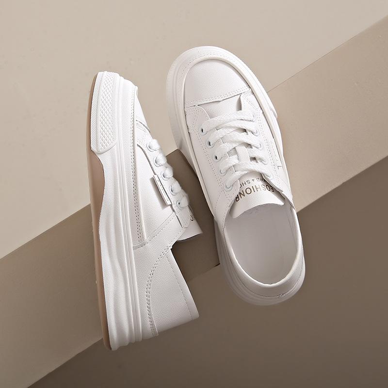 

Lazy two wear real soft leather little white shoes women s 2024 new flat-soled sports shoes casual one pedal Internet celebrity tide shoes 40 хаки