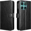 Flip Case for Motorola Edge 60 / 60 Fusion, Crazy Horse Wallet, Black