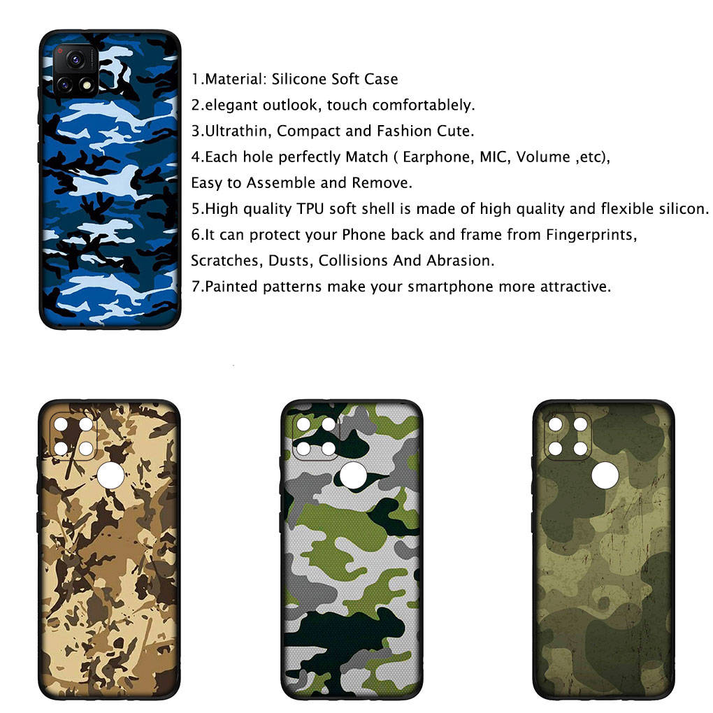 for iPhone 16 15 Xiaomi Redmi Note 14 13 12 11 Pro Max X 8 16e Samsung Galaxy S25 S24 S23 Moto OPPO Huawei Pattern Camo Military Army Camouflage Case