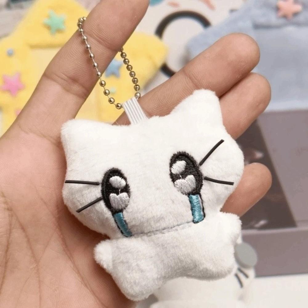 Cartoon Earphones Cat Pendant Bag Hanging Key Ring Cute Sad Cat Doll Keychain Unisex