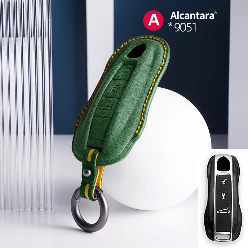 Alcantara Car Key Case Cover For Porsche Panamera Spyder Carrera Macan Cayman Cayenne 911 970 981 991 Accessories