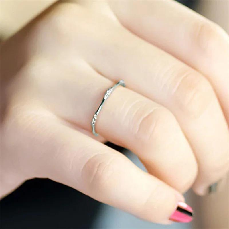 CAOSHI Fashion Thin Finger Ring with Bright Zirconia Female Daily Wearable Jewelry Graceful Women Versatile Accessories Gift
