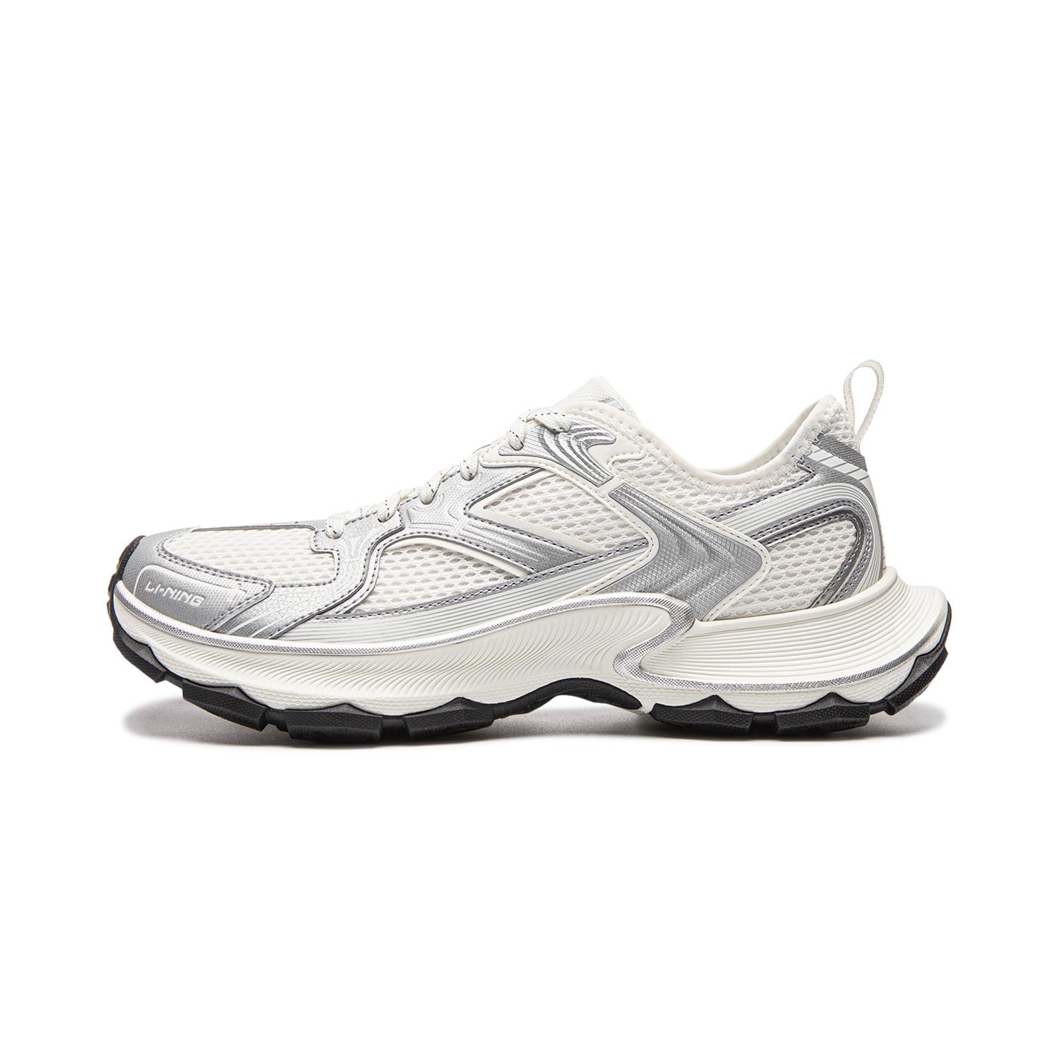 

Li Ning Slip Resistant, Abrasion Resistant, Breathable Low top Chunky Sneakers Men s White Silver AGCW055-4 46