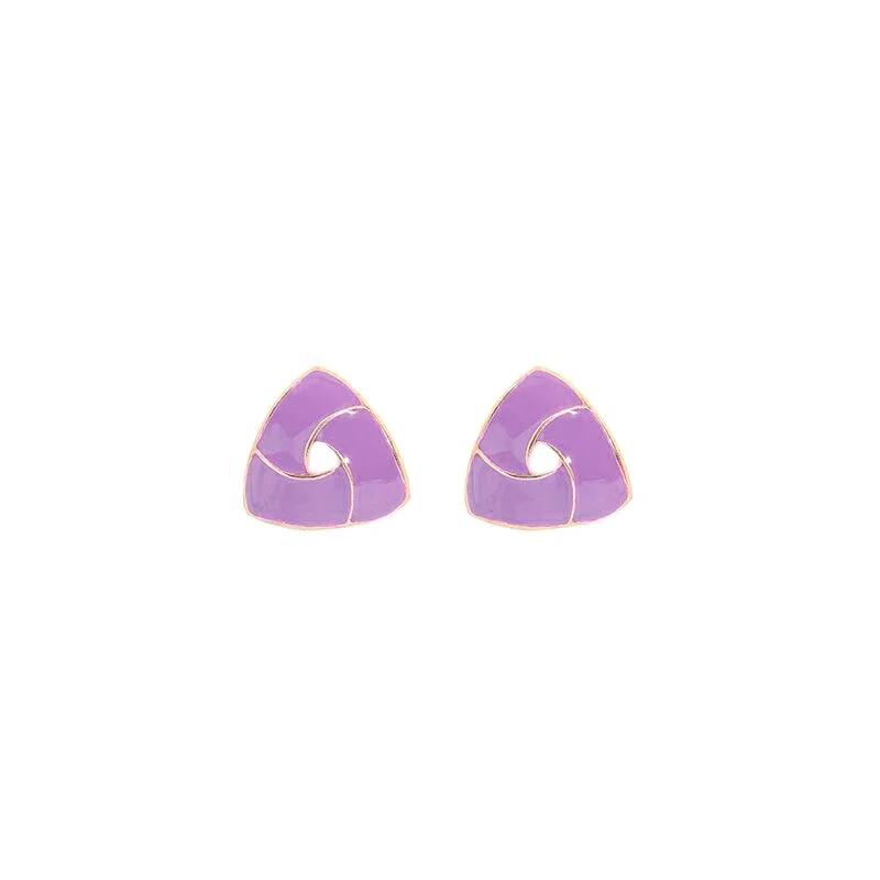 

Korean Style Triangle Stud Earring for Women Temperament Simple Purple Enamel Geometric Wedding Ear Zircon Brincos Girl Gift