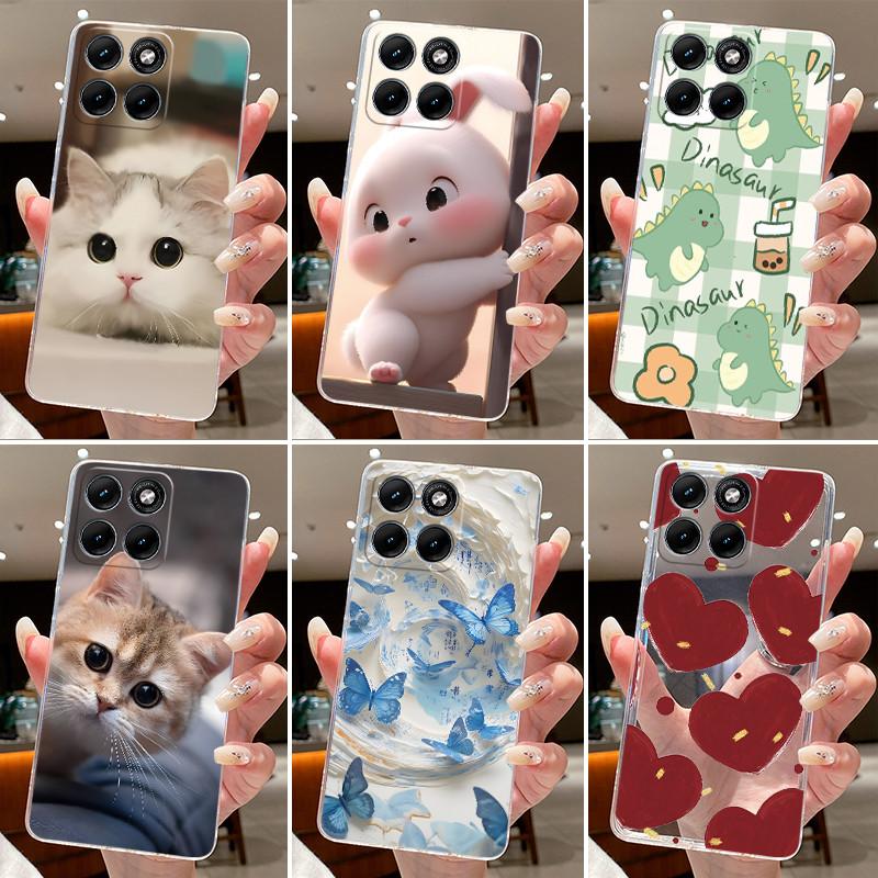 Jelly Casing For Motorola Edge 70 Fusion Funda Capa Clear Silicone Soft TPU Back Cover Cute Cat Rabbit Heart Protective Case